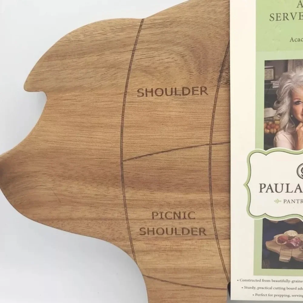 (NWT) HTF Paula Dean Pantryware Pig Shaped Acacia Wood Kitchen Cutting Board